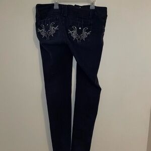 Rhinestone Pocket Design Denim Jeans